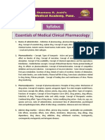 Essentials of Medical Clinical Pharmacology: Syllabus