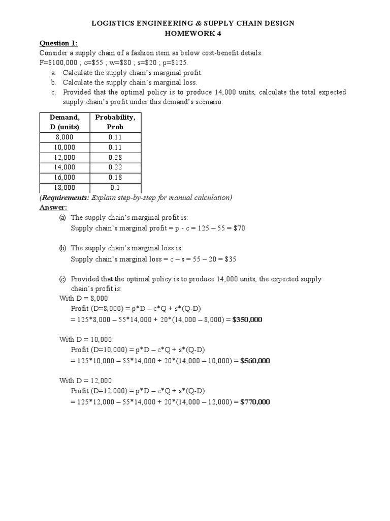 Supply Chain Profit Analysis for 14,000 Units | PDF | Profit (Economics ...