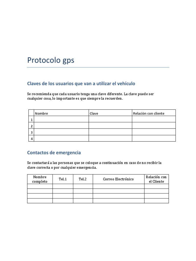 Protocolo GPS y Claves de Usuarios | PDF