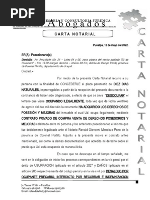 Cartas Notariales Sally Portocarrero | PDF | Justicia | Crimen y violencia