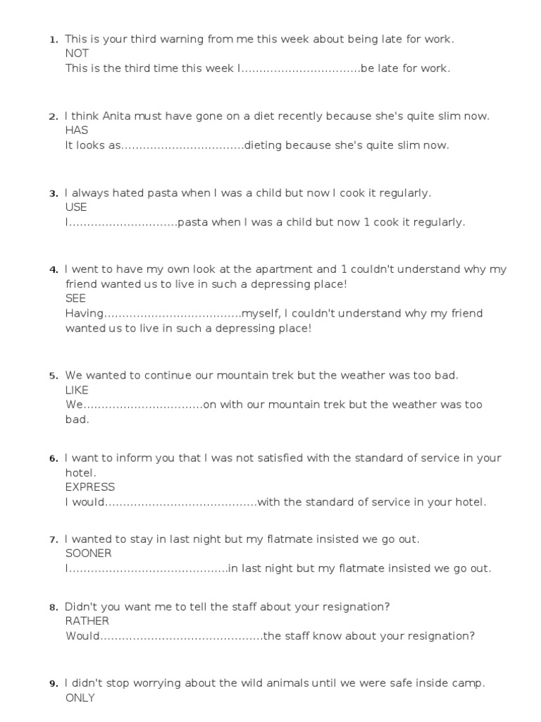 150 Rephrasing Exercises Cae | PDF