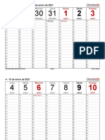 Calendario Semanal 2021 Horizontal Horario