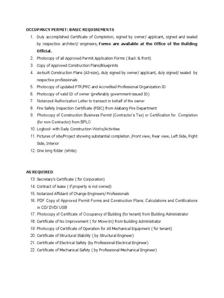 Occupancy Permit | PDF | Business | Computers
