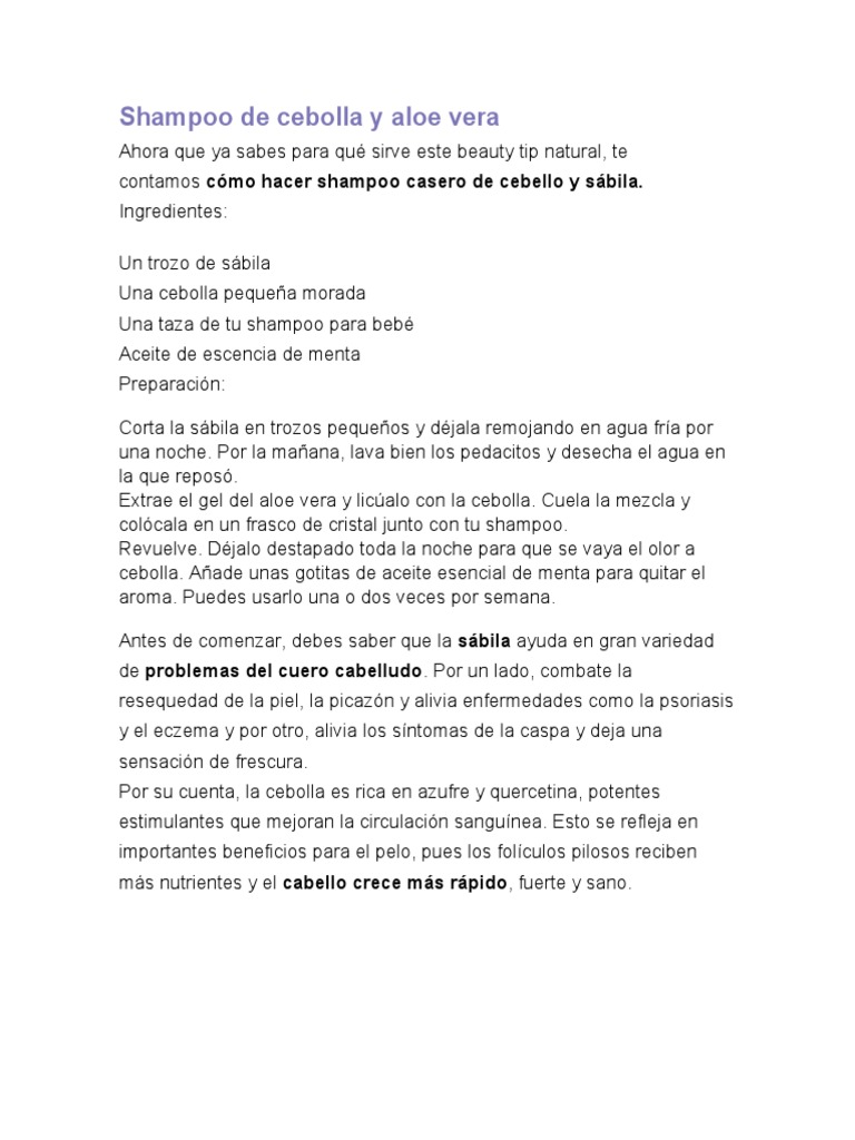 Shampoo de Cebolla y Aloe Vera PDF