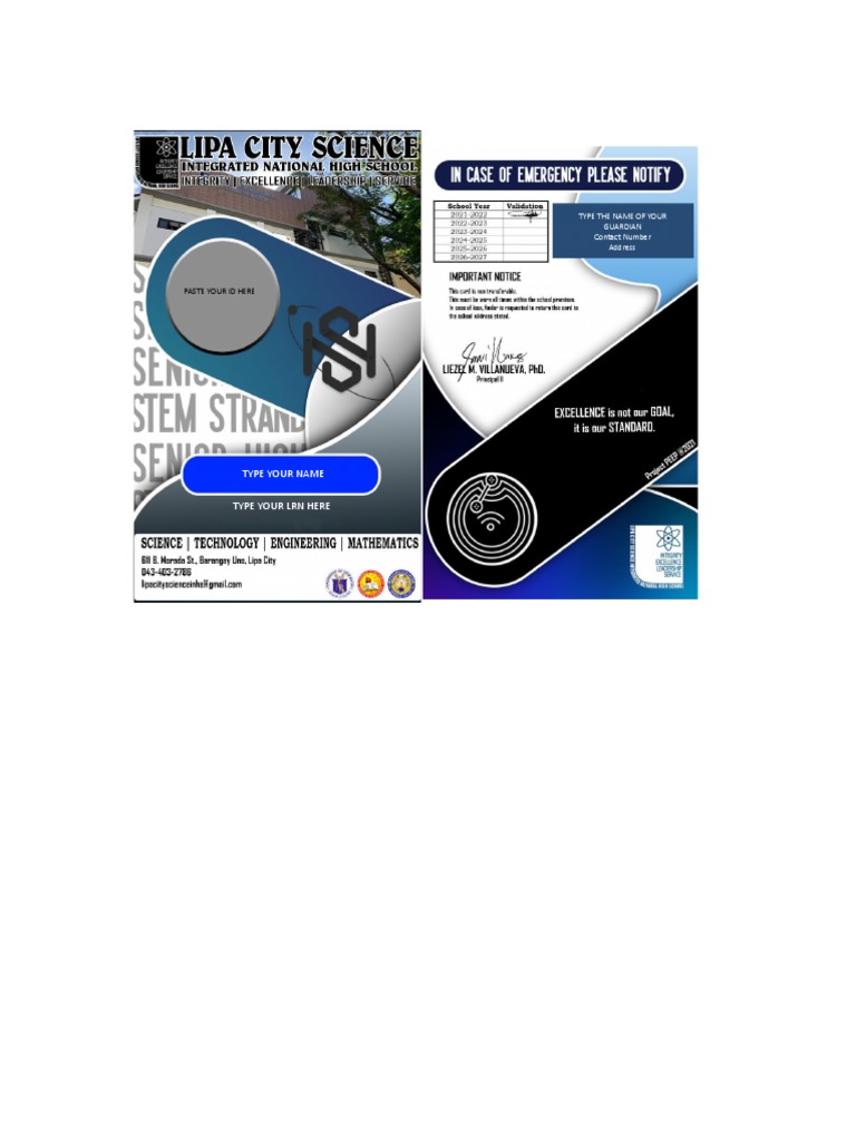 SHS Id Template | PDF