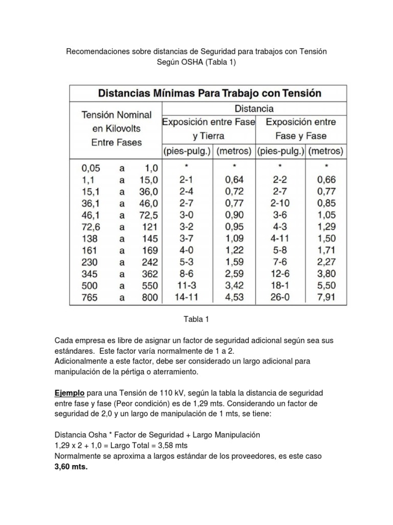 Distancias de Seguridad para Trabajos Eléctricos | PDF