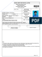 Provisional Admit Card Cum Call Letter