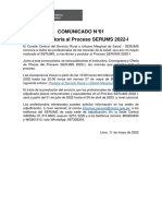 Convocatoria Al Proceso SERUMS 2022-I