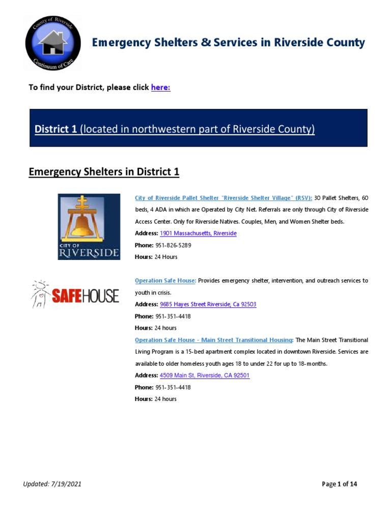 Emergency Shelters and Services in Riverside County PDF