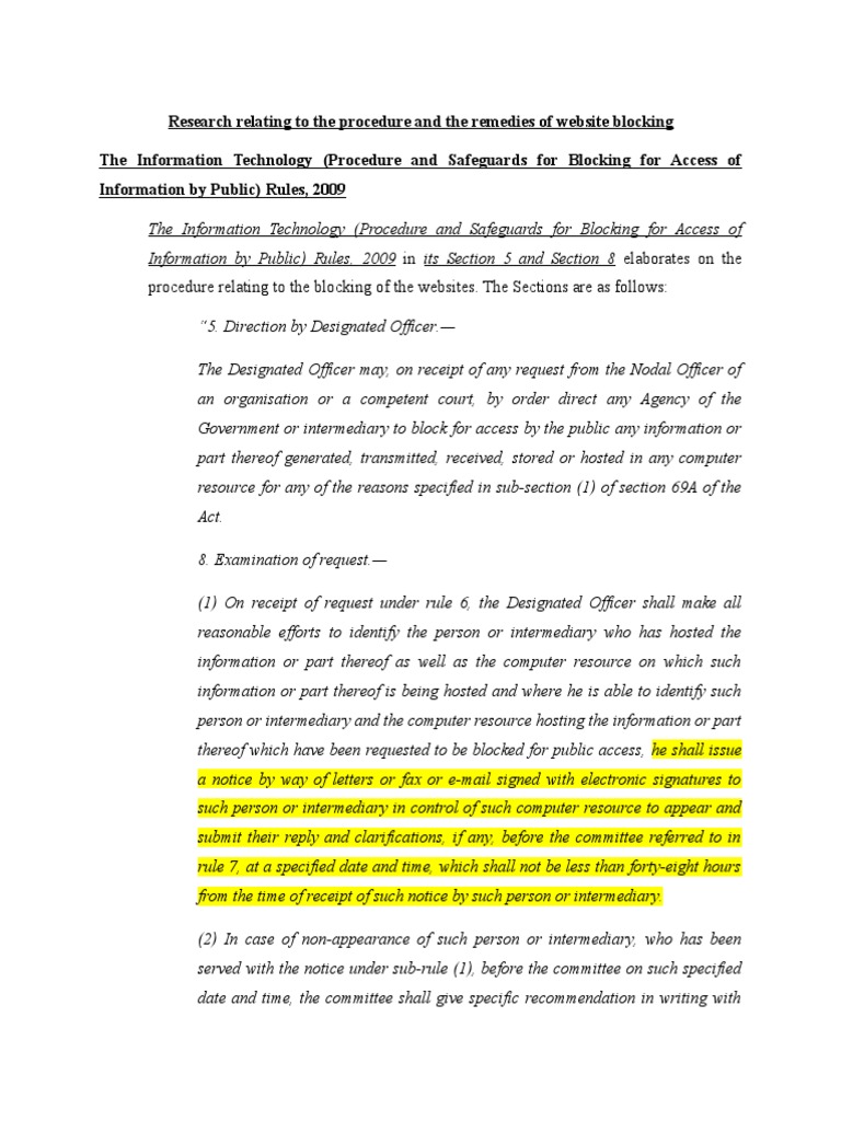 Website Blocking Issue | PDF | Reasonable Person | Information