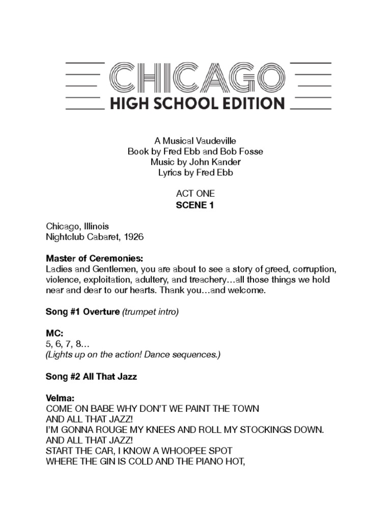 Chicago Full Script 2019 FINAL | PDF