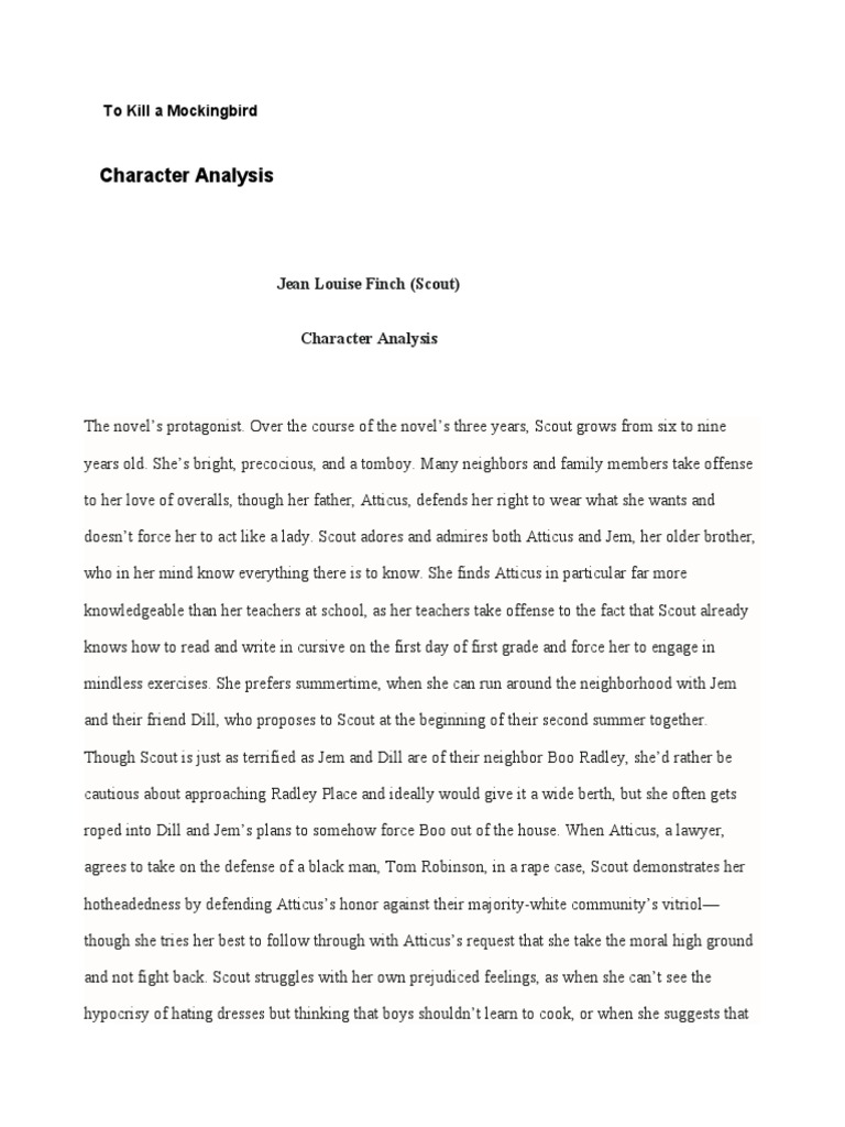 Character Analysis From TKAMB | PDF | To Kill A Mockingbird