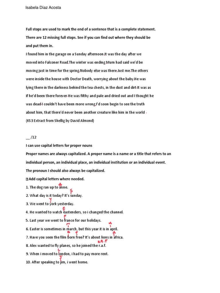 Punctuation Exercises for Grades 7-10 | PDF | Sentence (Linguistics ...