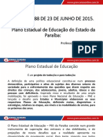 LEI #10.488 DE 23 DE JUNHO DE 2015. Plano Estadual de Educação Do Estado Da Paraíba