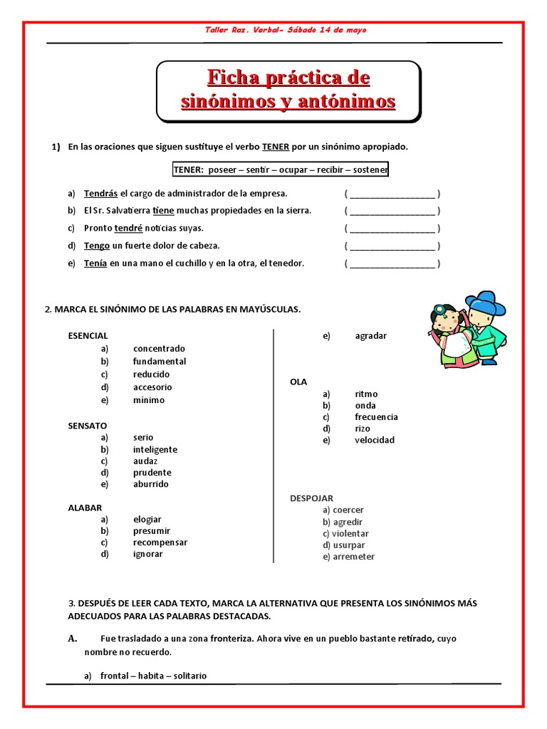 Práctica de Sinónimos y Antónimos 14-05-22 | PDF