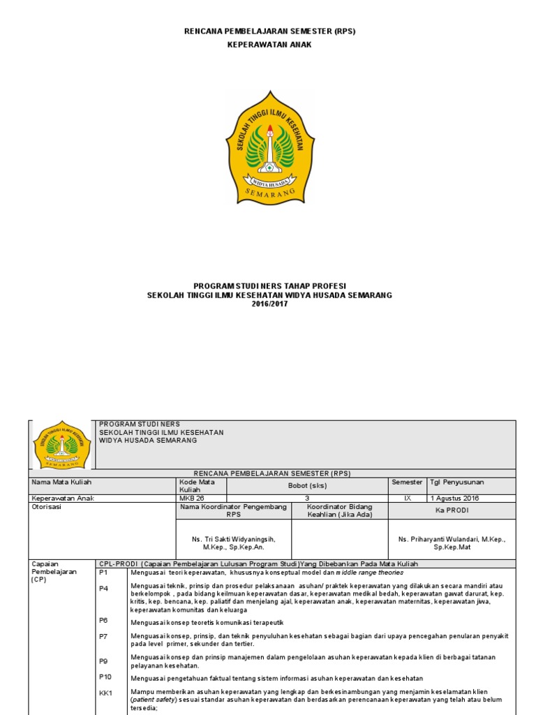 RPS Praktik Klinik Keperawatan Anak | PDF