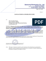 Samsung Electronics Co., LTD: Manufacturer'S Authorization Form