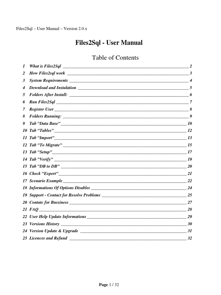 Files2Sql - Manual (PDF Library) | PDF | Databases | Oracle Database