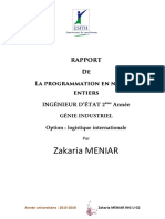 Rapport de La Programmation en Nombres Entiers