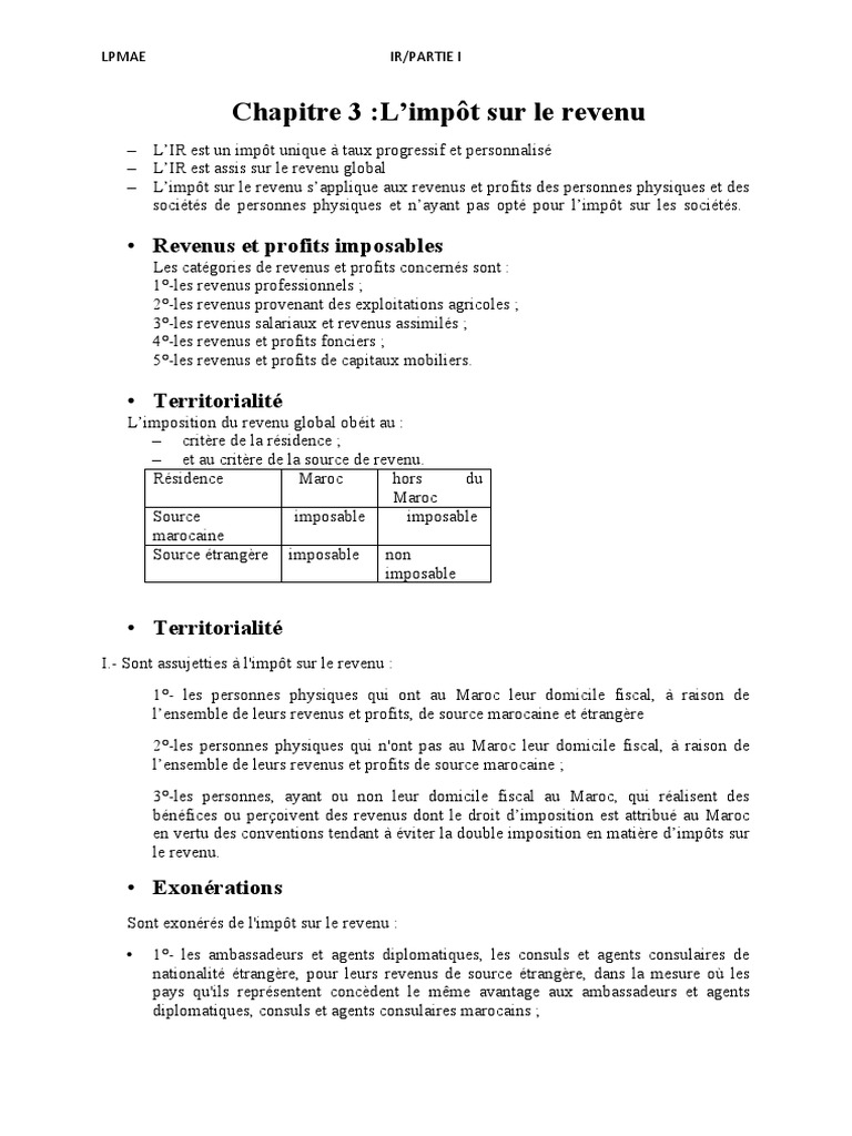 Impôt sur le Revenu au Maroc 2024 | PDF | Impôt sur le revenu | Impôts