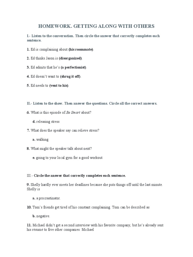 Getting Along with Others Worksheet | PDF