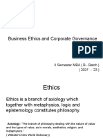 Business Ethics and Corporate Governance: II Semester MBA (B - Batch) (2021' - '23)