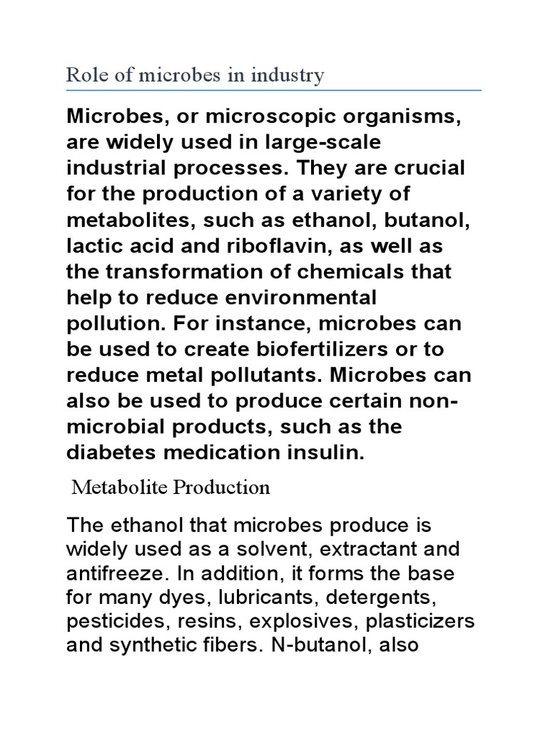 Role of Microbes in Industry PDF Bacteria Insulin