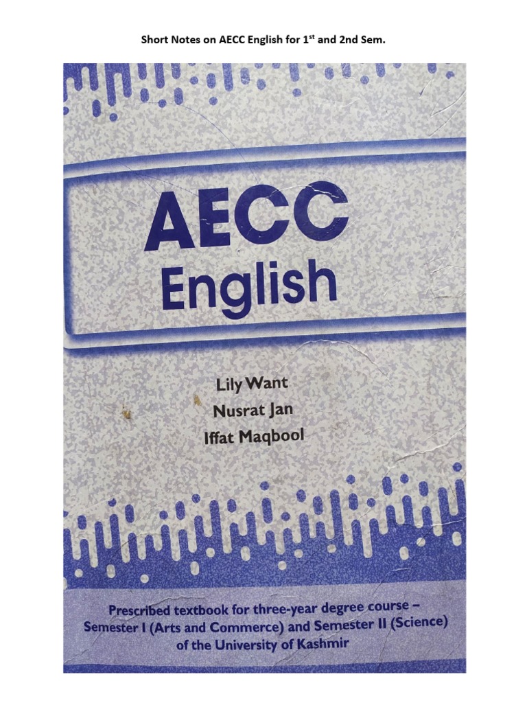 Short Notes On Aecc English For 1 And 2nd Sem Pdf Health Care