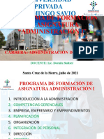 Universidad privada Domingo Savio programa Administración I