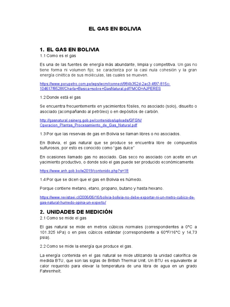 Gas Natural en Bolivia: Reservas y Medición | PDF | Gas natural | Gas ...
