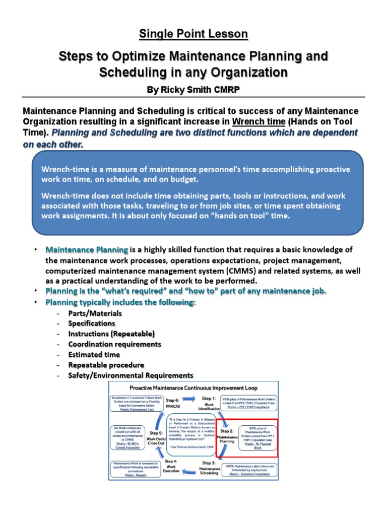 Optimize Maintenance Planning & Scheduling | PDF | Leadership | Project ...