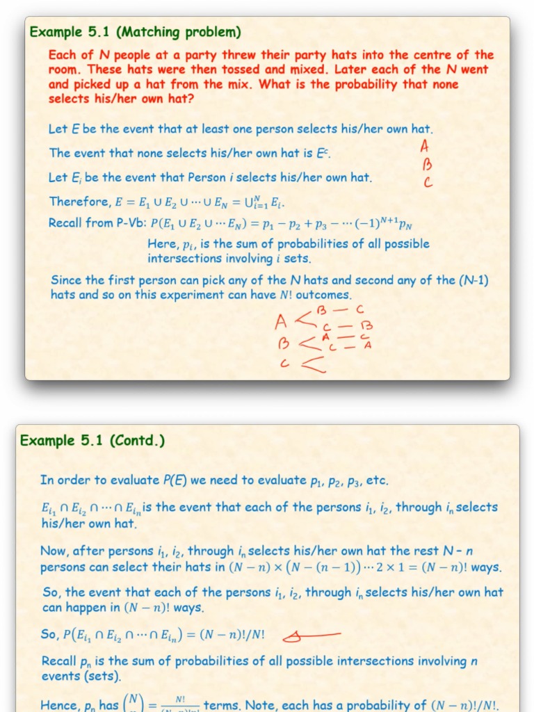 Probability of Hat Matching Problem | PDF | Mathematical Objects ...