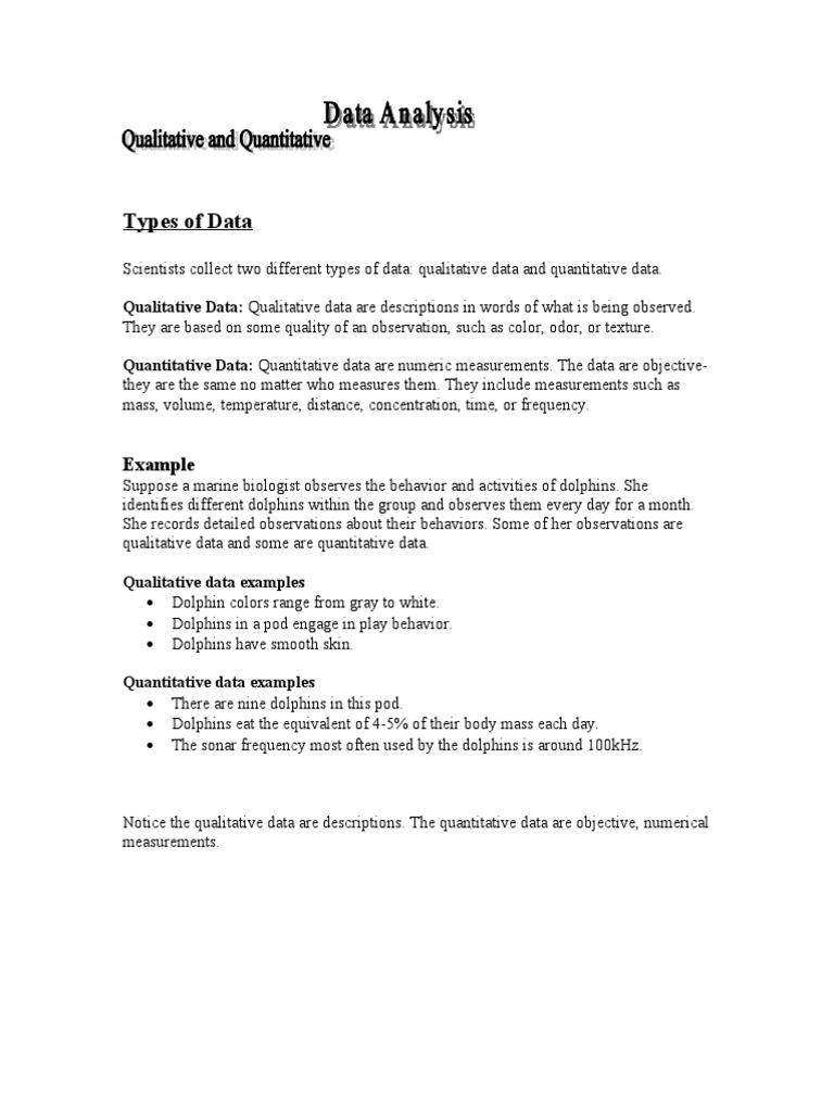 Qualitative vs Quantitative Data Guide | PDF | Quantitative Research | Data