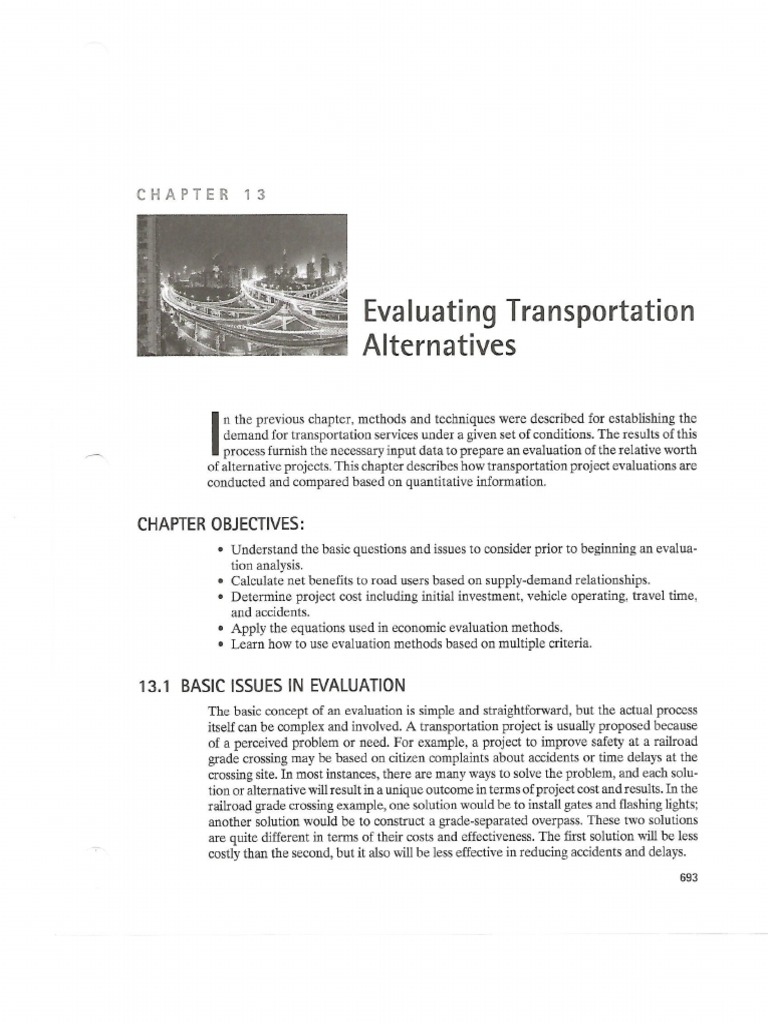 Chapter 13 Evaluating Transportation Alternatives | PDF