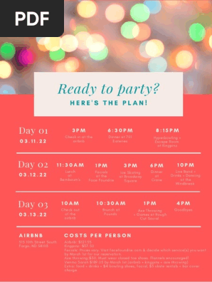 bachelorette party itinerary