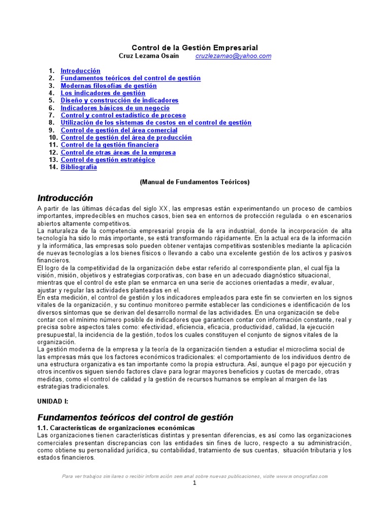 Control de Gestión Empresarial Efectivo | PDF | Lean Manufacturing ...