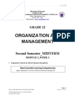 Organization and Management: Second Semester - MIDTERM