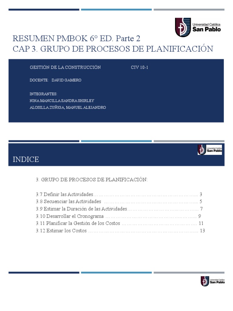 Planificación de Proyectos según PMBOK 6ª Ed. | PDF | Informática ...