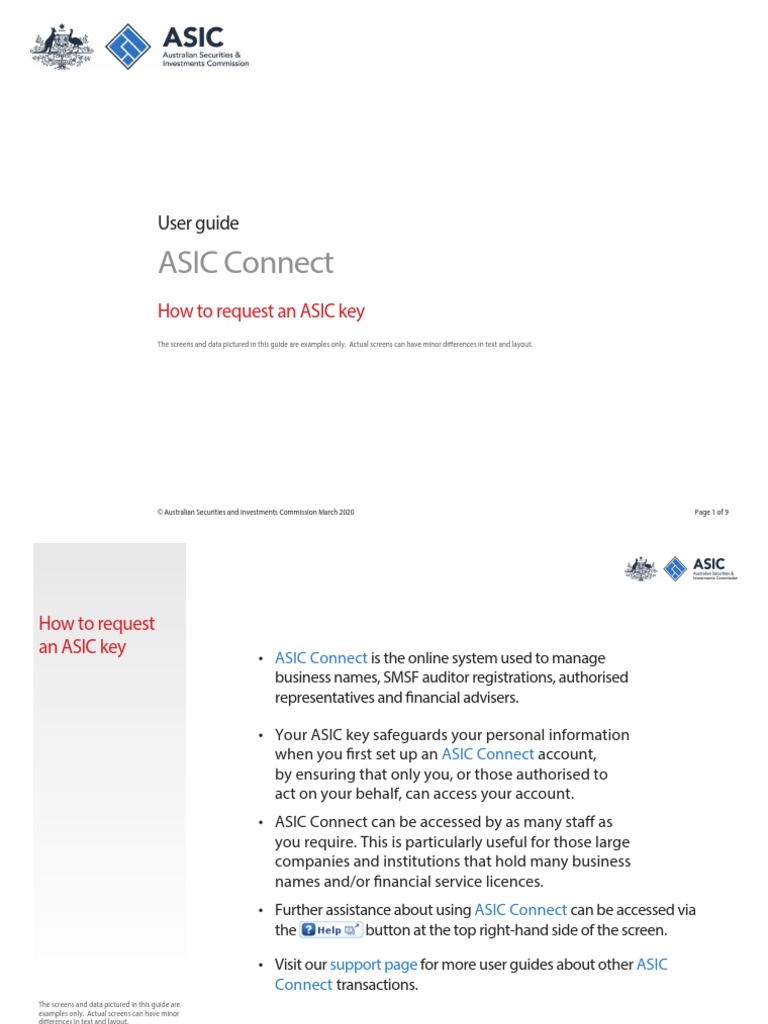 ASIC Connect User Guide PDF Login Information Technology