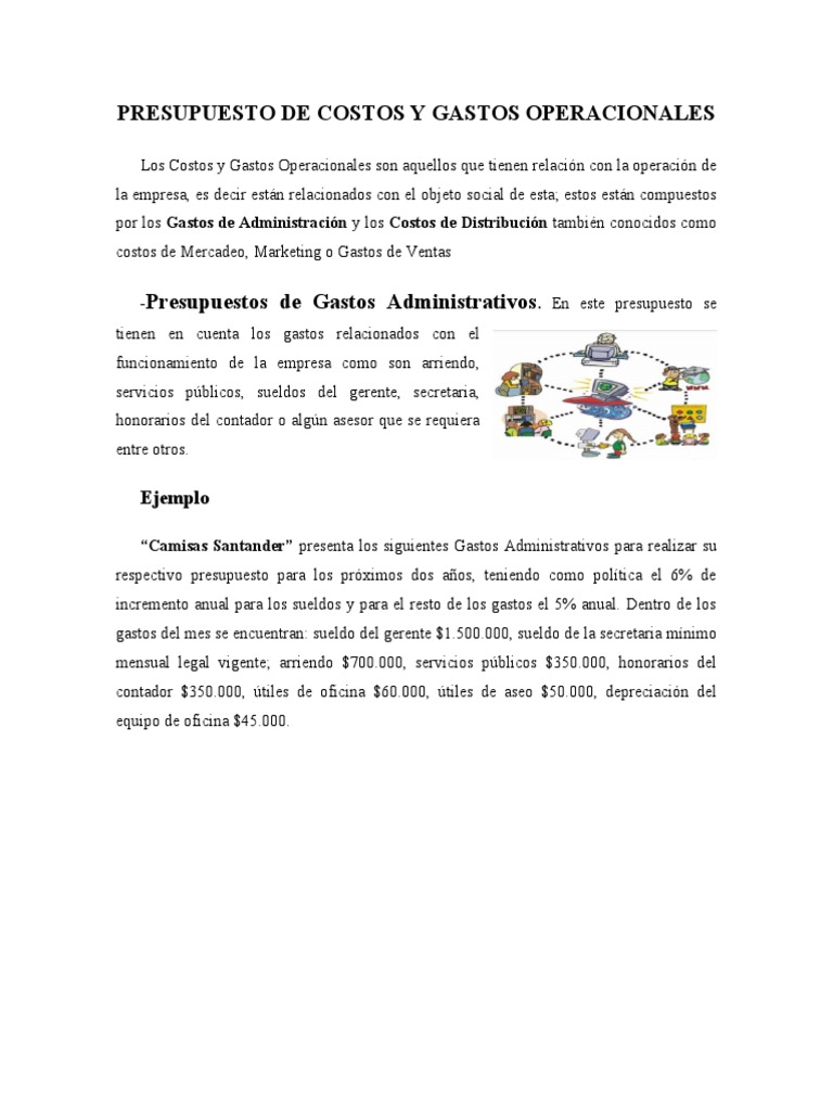 Guía Presupuesto de Costos y Gastos Operacionales | PDF | Presupuesto ...