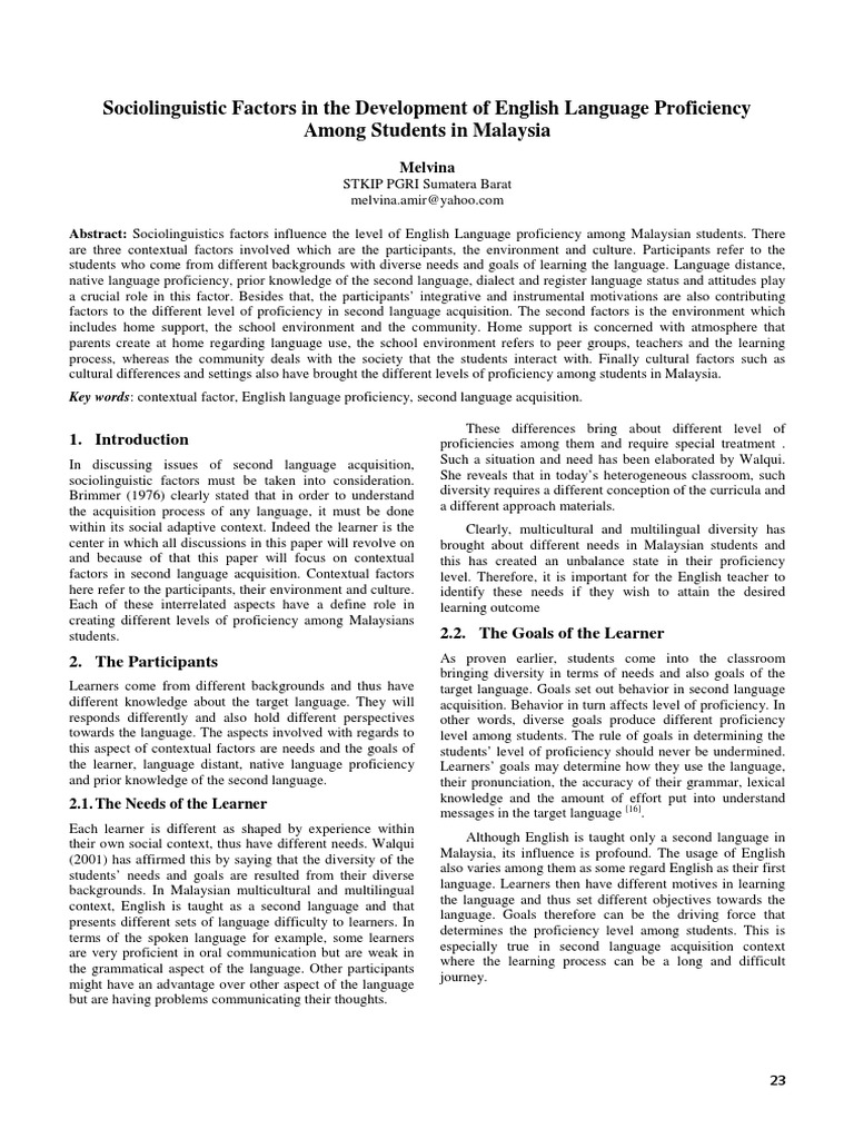 Sociolinguistic Factors in The Development of English Language ...