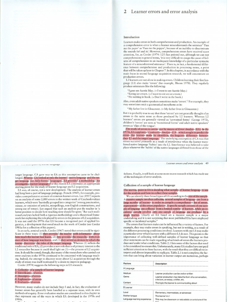 Error Analysis in Language Learning | PDF | Second Language | Linguistics