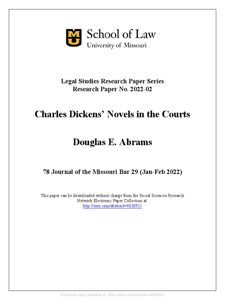 Abrams, Douglas E. (2022) Charles Dickens' Novels in The Courts, SSRN