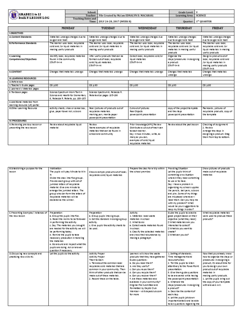First Quarter SCIENCE (Week 8) | PDF | Differentiated Instruction ...