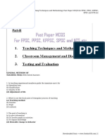 Teaching Techniques and Methodology Past Paper MCQS for FPSC, PPSC, KPPSC, SPSC and NTS Etc