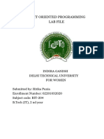 Object Oriented Programming Lab File: Indira Gandhi Delhi Technical University For Women