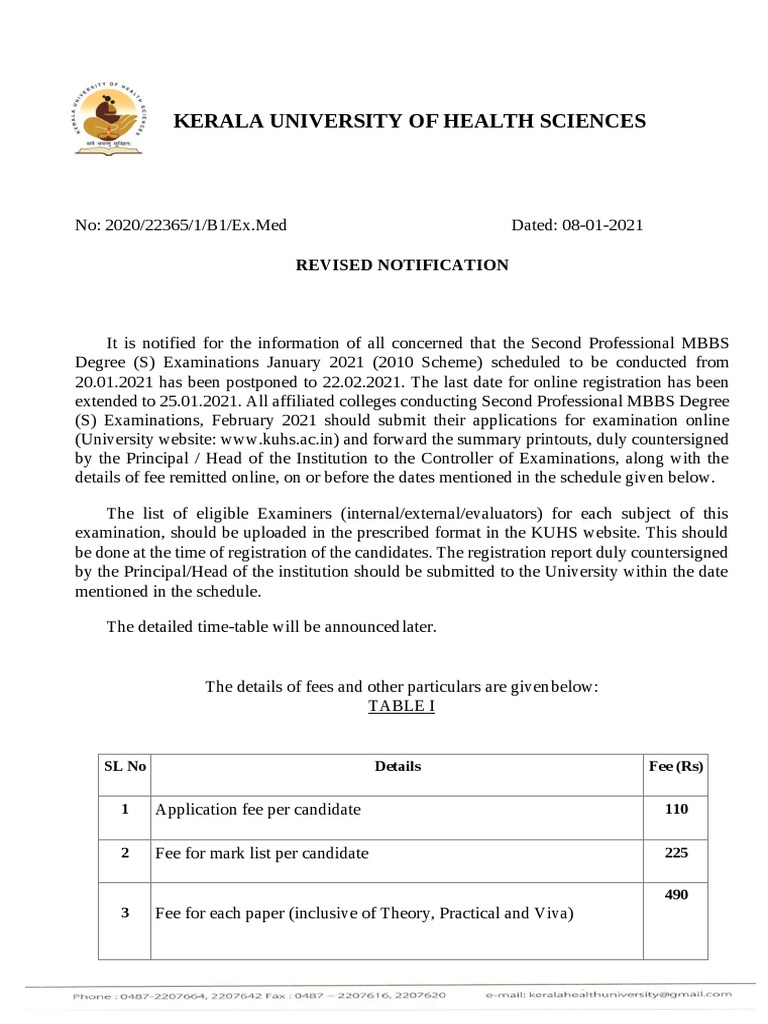 Kerala University of Health Sciences: Revised Notification | PDF ...