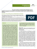 A Study of The Impact of The Sociocultural and Educational Background Onenglish Language Learning Skills at Secondary SC