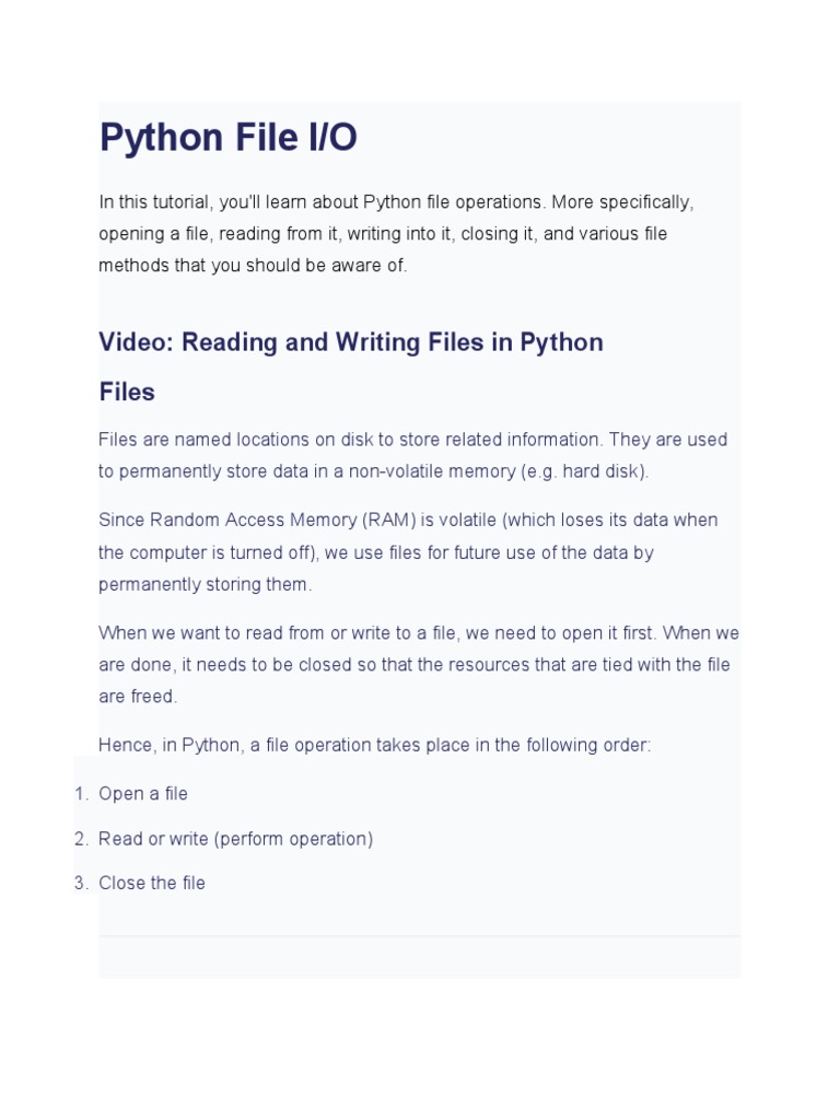 File Input Output Python | PDF | Text File | Computer File image.