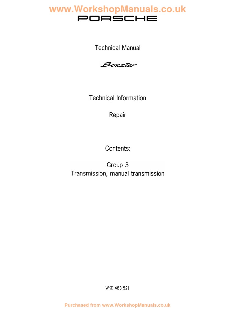 Boxster Technical Manual Overview | PDF | Transmission (Mechanics